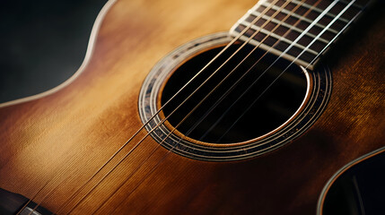 Obraz premium acoustic guitar close up