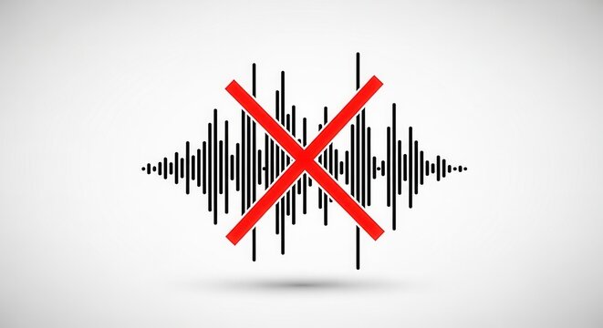 Audio Denial: Silence Symbol Against Sound Wave Displaying Prohibition Concept Without Noise