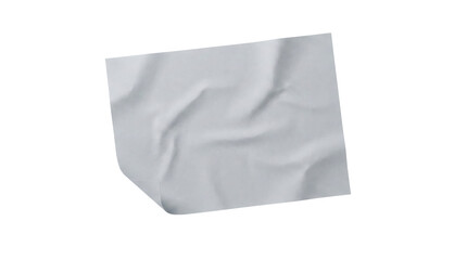 Naklejka premium A single square piece of white crumpled paper with a slightly curled corner, isolated on a transparent background, perfect for a distressed texture overlay or mockup.