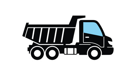 Fototapeta premium Stylized illustration of a blue and black dump truck with large wheels