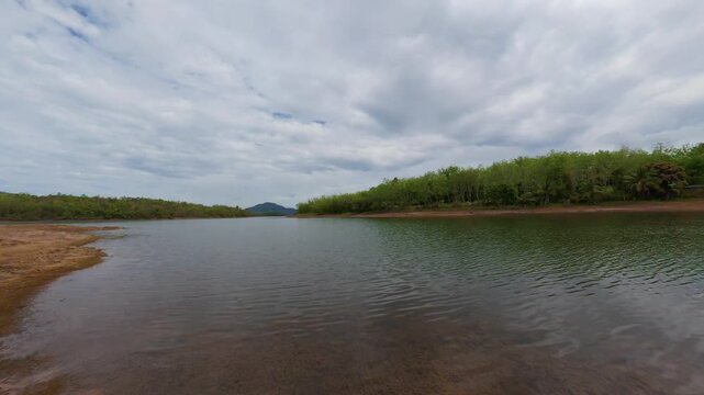 River inlet at Tasik Beris with mangrove shoreline in Kedah Malaysia