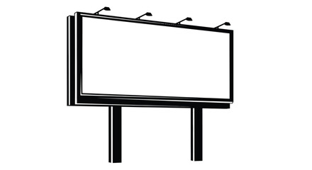 Obraz premium Black and white illustration of a blank billboard with supporting structure