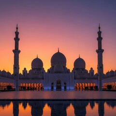 Fototapeta premium Mosque Silhouette at Sunset Reflection 5.