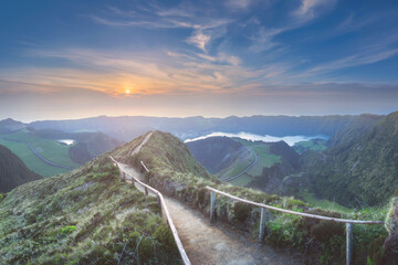 Naklejka premium Mountain landscape Ponta Delgada island, Azores