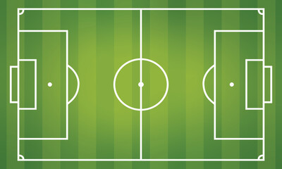 Soccer Field Top View with Striped Grass Pattern - Green Football Pitch Background with White Goal Lines for Sports Strategy and Game Tactics Vector