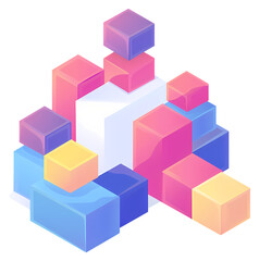 Obraz premium Creative Isometric Composition of Vibrant 3D Gradient Cubes
