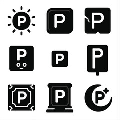 Creative parking icons collection featuring diverse designs and concepts