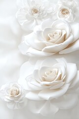 Obraz premium Close Up White 3d Rose Detail On Wedding Dress
