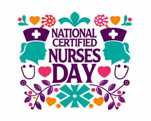 Fototapeta premium NATIONAL CERTIFIED NURSES DAY vector illustration isolated on white background