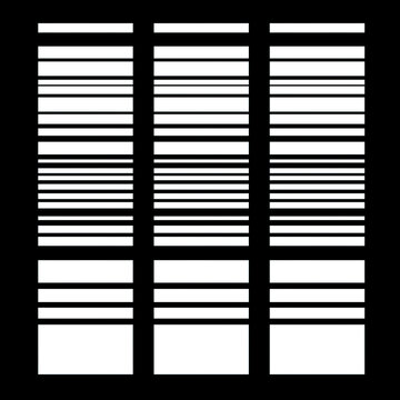 Abstract gobo light projection creating 3D window and blind shadows on a black background. Dramatic, high-contrast cinematic lighting effect for modern creative designs and overlays.