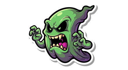 Fototapeta premium Cartoon Green Ghost Character.
