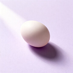 White Easter egg on purple background with soft light and shadow  