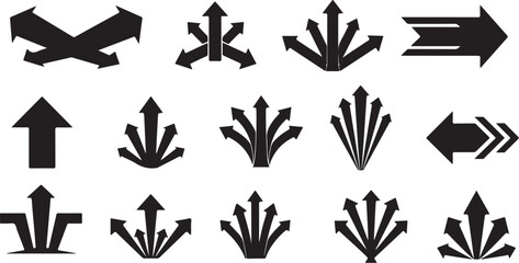 Obraz premium Collection of black arrow icons on white background