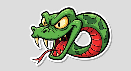 Cartoon Green Snake Head.