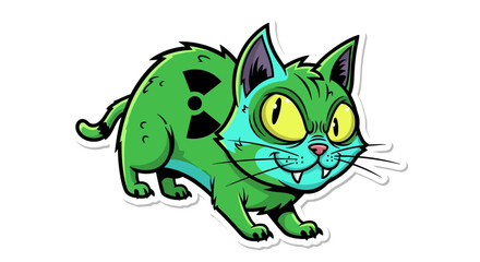 Obraz premium Radioactive Cartoon Green Cat.