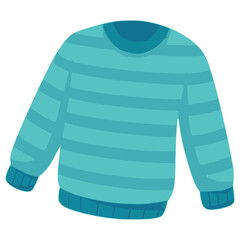 warm blue striped sweater winter jacket fashion cozy flat color vector illustration template design