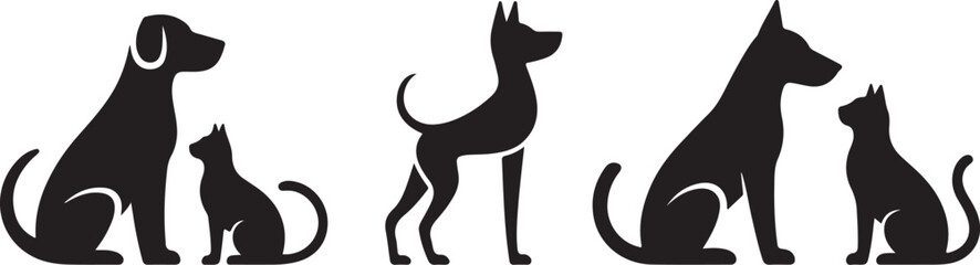dog and cat vector silhouettes four pet icons for print web © AIcon Star