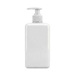 A sleek and modern white soap dispenser with a pump on a white background isolated on transparent background