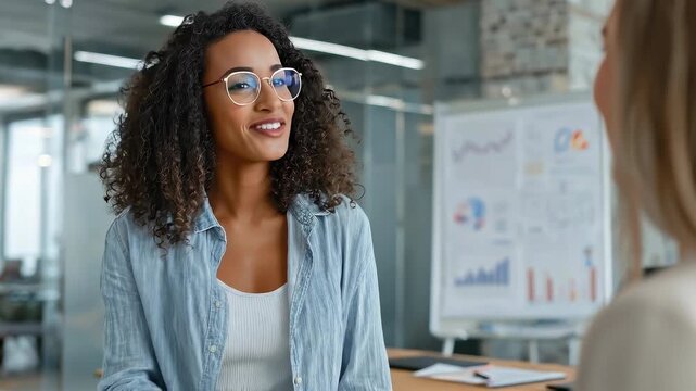Confident business meeting: diverse professionals sealing a deal with a handshake in modern office