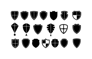 Black and White Medieval Shield Icons Set