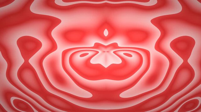 Symmetrical abstract pattern with red and white gradients. Fluid shapes evoke a heart