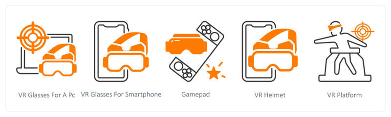 vr glasses for a pc, vr glasses for a smartphone, gamepad © popcornarts