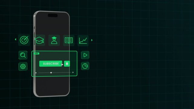 Mobile device interface showcasing a vertical subscription dashboard with notification bells and engagement tools.