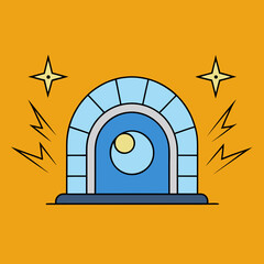 Fototapeta premium Vector illustration of a magical stone archway with stars