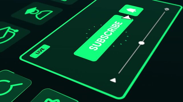 Close up of a digital screen featuring a live subscription status with a notification bell and interactive web elements.