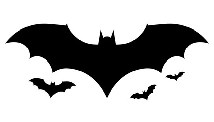 Fototapeta premium Halloween Bat Vector Set, Black Silhouette Bats Isolated on White Background for Spooky Design