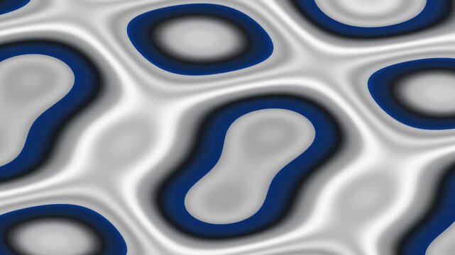 Abstract composition of white, blue, and grey shapes with a flowing, textured aesthetic