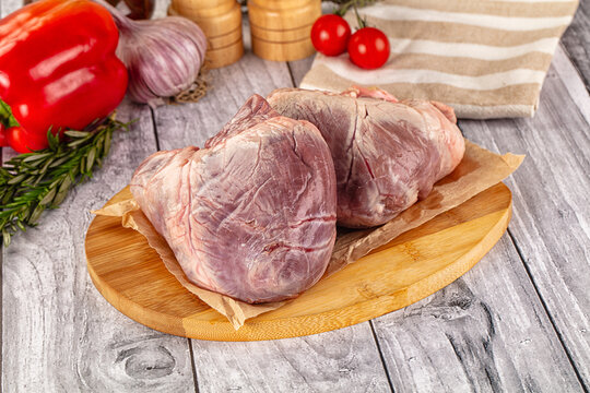 Uncooked raw fresh pork heart