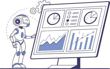Artificial Intelligence Analytics Dashboard with Smart Charts, Real-Time Data Insights, KPI Monitoring and Predictive Business Intelligence Interface Icon