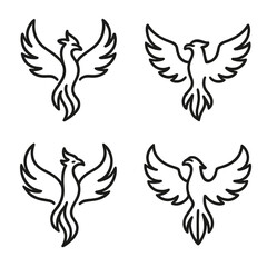 Fototapeta premium Elegant phoenix designs on gradient background for creative inspiration