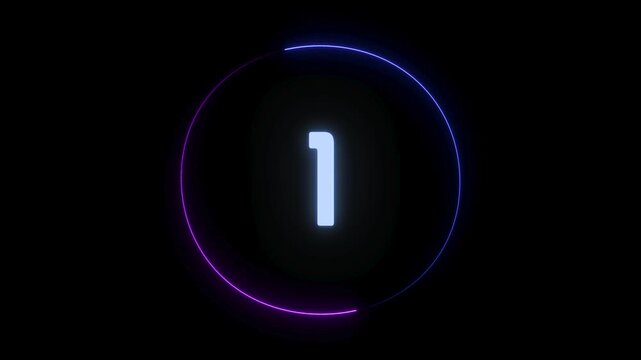 countdown from three to one with blue purple circles video 4k