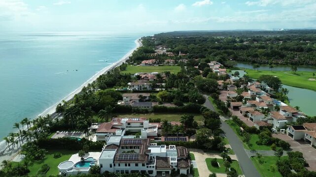 Rio Hato aerial view of beach and resort area in Panama near the ocean