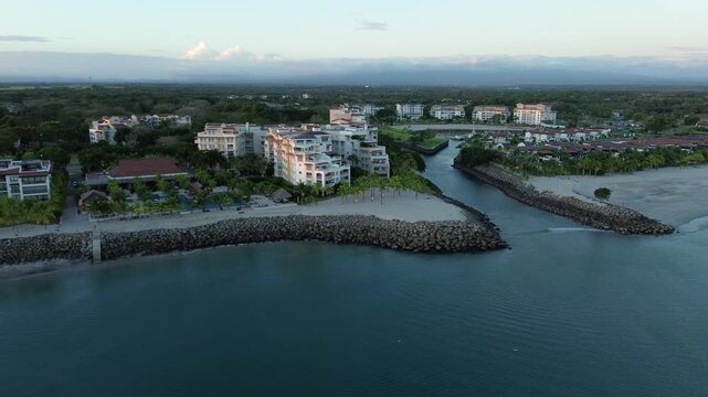 Rio Hato aerial view of beach and resort area in Panama near the ocean