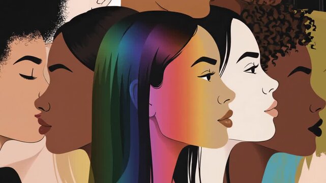 Diverse women group illustration representing unity, strength, and equality