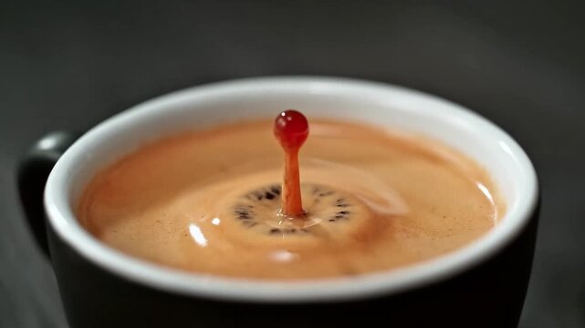 Macro Shot of Fresh Coffee Drop Falling