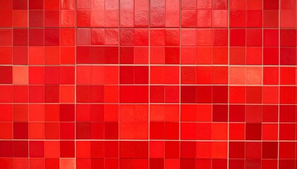 Red mosaic tiles, vibrant textured grid surface