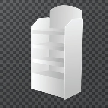 White Cardboard Floor Display Rack for POS POI Supermarket Blank display stand on White Background Isolated
