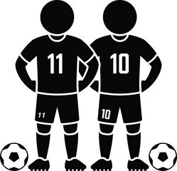Fototapeta premium Two soccer players standing with their hands on their hips