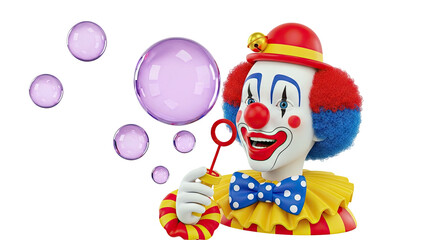 Obraz premium Clown blowing iridescent bubbles