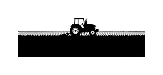 Modern Tractor Plowing Agricultural Field Vector Illustration
