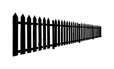 Modern Black Picket Fence Vector Illustration