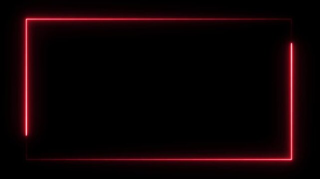 Bright red neon frame animation with glowing border on black background. Perfect drag and drop overlay for sale promos, alert screens, sports intros and dynamic 4K video edits.