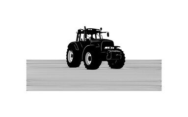 Modern Agricultural Tractor on Road Vector Illustration