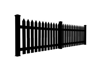 Modern Black Picket Fence Vector Illustration