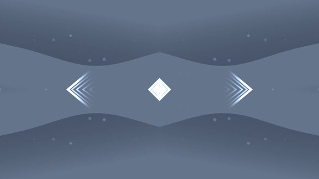 Abstract symmetrical design with central diamond and chevron patterns in blue and grey tones.