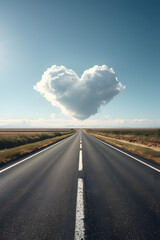 Journey to love smartphone background &ndash; Vertical asphalt street with romantic weather symbol